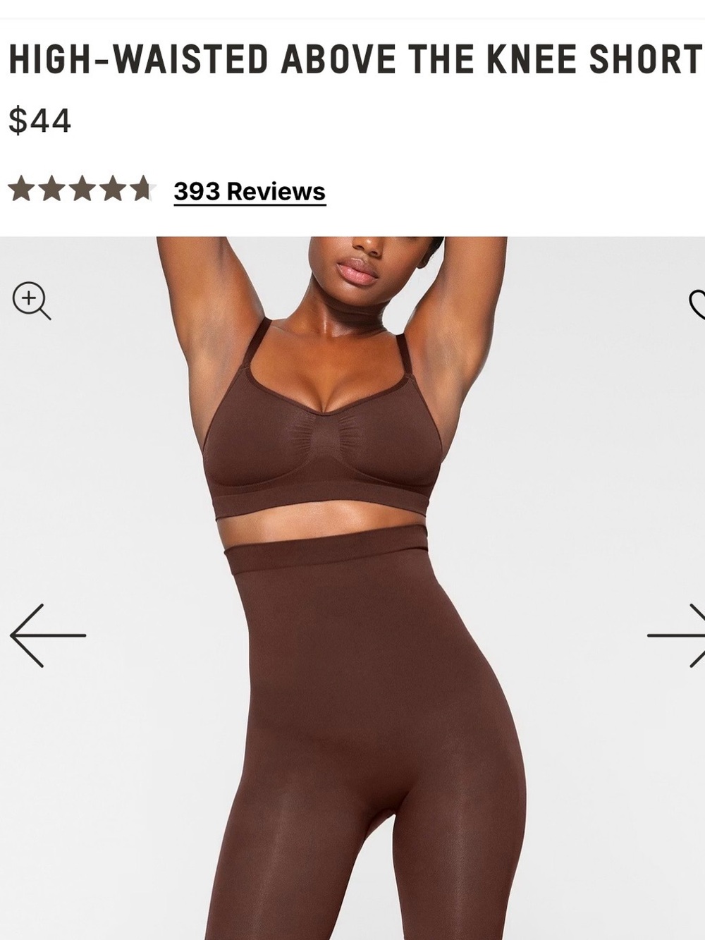 SKIMS High-Waisted Above the Knee Shaping Short — Cocoa